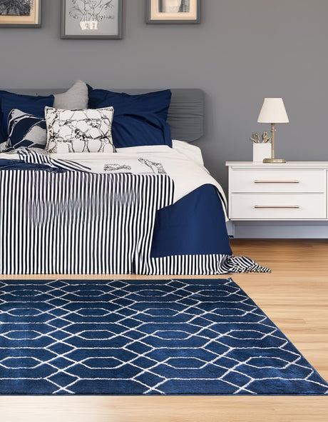 Navy Blue Silver 6' 1 x 9' Marilyn Monroe Glam Rectangle Area Rug 70% Polypropylene & 30% Polyester Vivid Geometric Modern Carpet for Interior Home Decor for Sale at Rug Engine