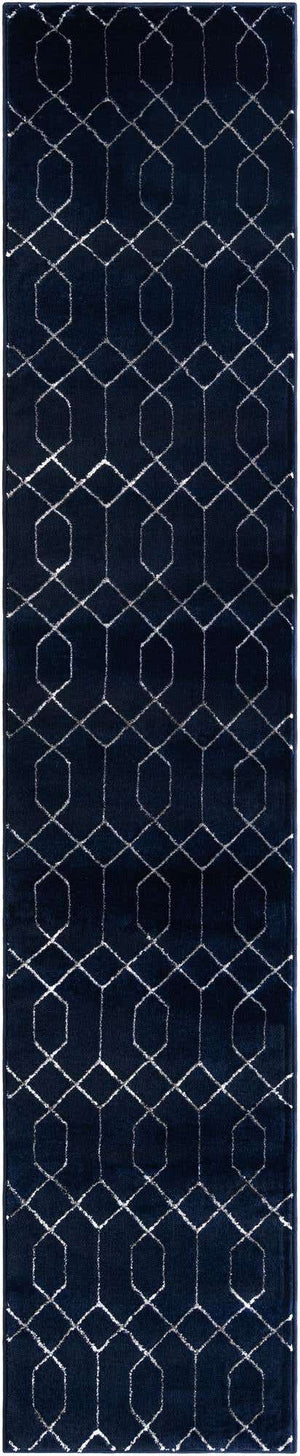 Navy Blue Silver 2' x 10' Marilyn Monroe Glam Runner Area Rug 70% Polypropylene & 30% Polyester Vivid Geometric Modern Carpet for Interior Home Decor for Sale at Rug Engine