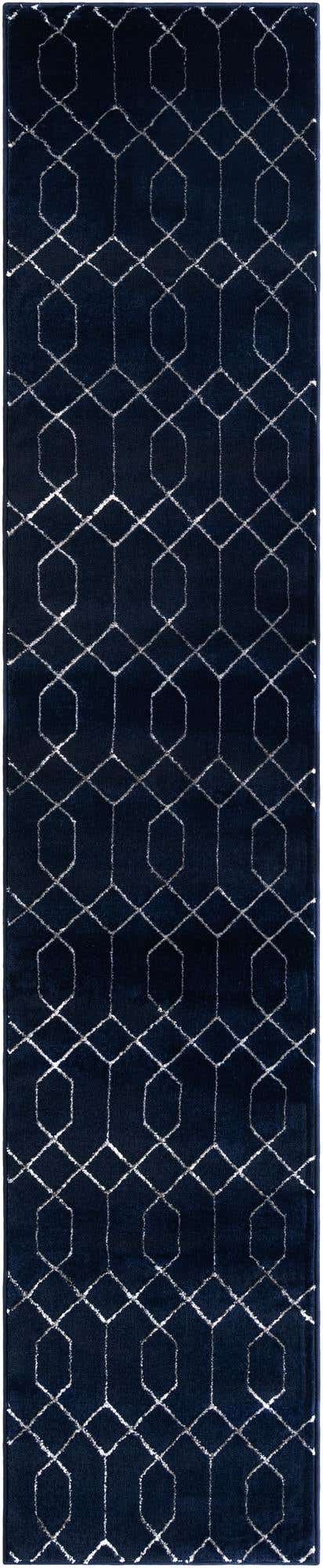 Navy Blue Silver 2' x 10' Marilyn Monroe Glam Runner Area Rug 70% Polypropylene & 30% Polyester Vivid Geometric Modern Carpet for Interior Home Decor for Sale at Rug Engine