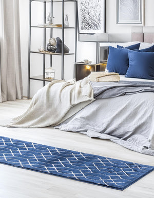 Navy Blue Silver 2' x 6' 1 Marilyn Monroe Glam Runner Area Rug 70% Polypropylene & 30% Polyester Vivid Geometric Modern Carpet for Interior Home Decor for Sale at Rug Engine