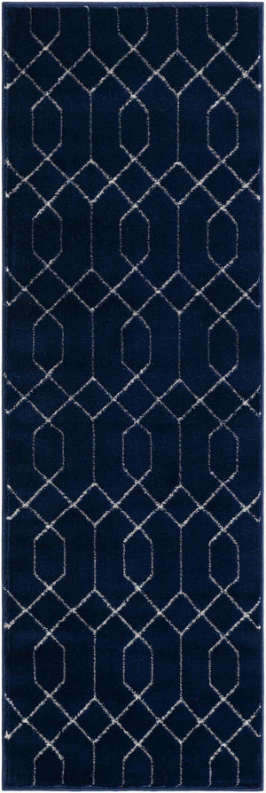 Navy Blue Silver 2' x 6' 1 Marilyn Monroe Glam Runner Area Rug 70% Polypropylene & 30% Polyester Vivid Geometric Modern Carpet for Interior Home Decor for Sale at Rug Engine