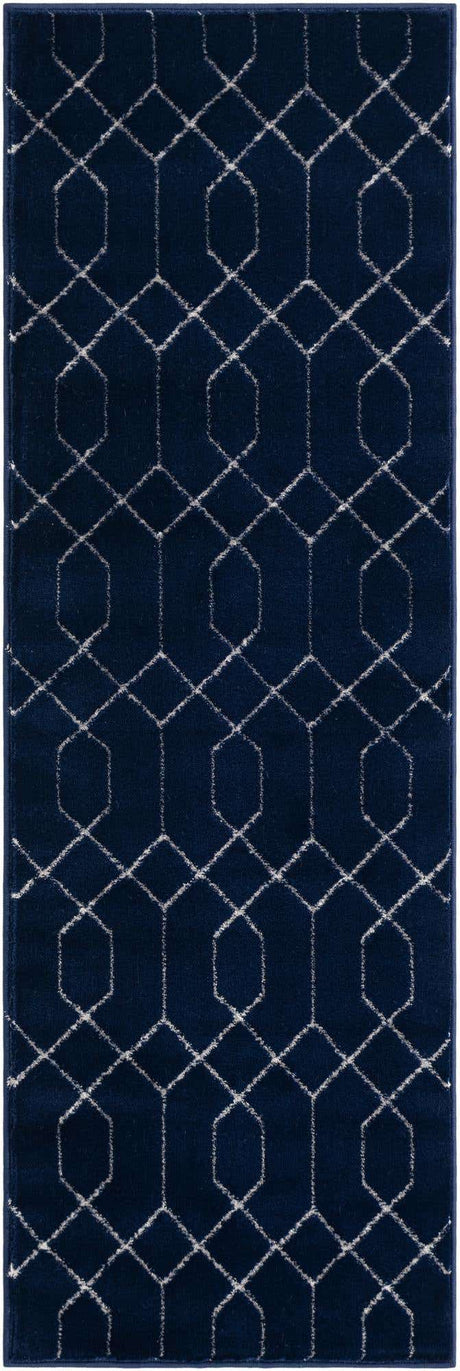 Navy Blue Silver 2' x 6' 1 Marilyn Monroe Glam Runner Area Rug 70% Polypropylene & 30% Polyester Vivid Geometric Modern Carpet for Interior Home Decor for Sale at Rug Engine