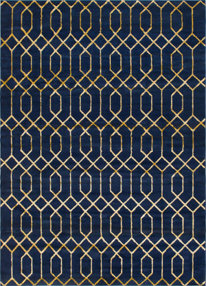 Navy Blue Gold 9' x 12' Marilyn Monroe Glam Rectangle Area Rug 70% Polypropylene & 30% Polyester Vivid Geometric Modern Carpet for Interior Home Decor for Sale at Rug Engine