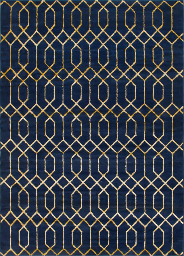 Navy Blue Gold 9' x 12' Marilyn Monroe Glam Rectangle Area Rug 70% Polypropylene & 30% Polyester Vivid Geometric Modern Carpet for Interior Home Decor for Sale at Rug Engine