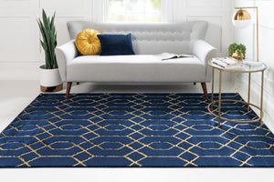 Navy Blue Gold 3' 1 x 5' 3 Marilyn Monroe Glam Rectangle Area Rug 70% Polypropylene & 30% Polyester Vivid Geometric Modern Carpet for Interior Home Decor for Sale at Rug Engine
