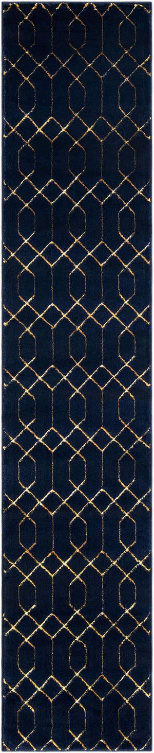 Navy Blue Gold 2' x 10' Marilyn Monroe Glam Runner Area Rug 70% Polypropylene & 30% Polyester Vivid Geometric Modern Carpet for Interior Home Decor for Sale at Rug Engine