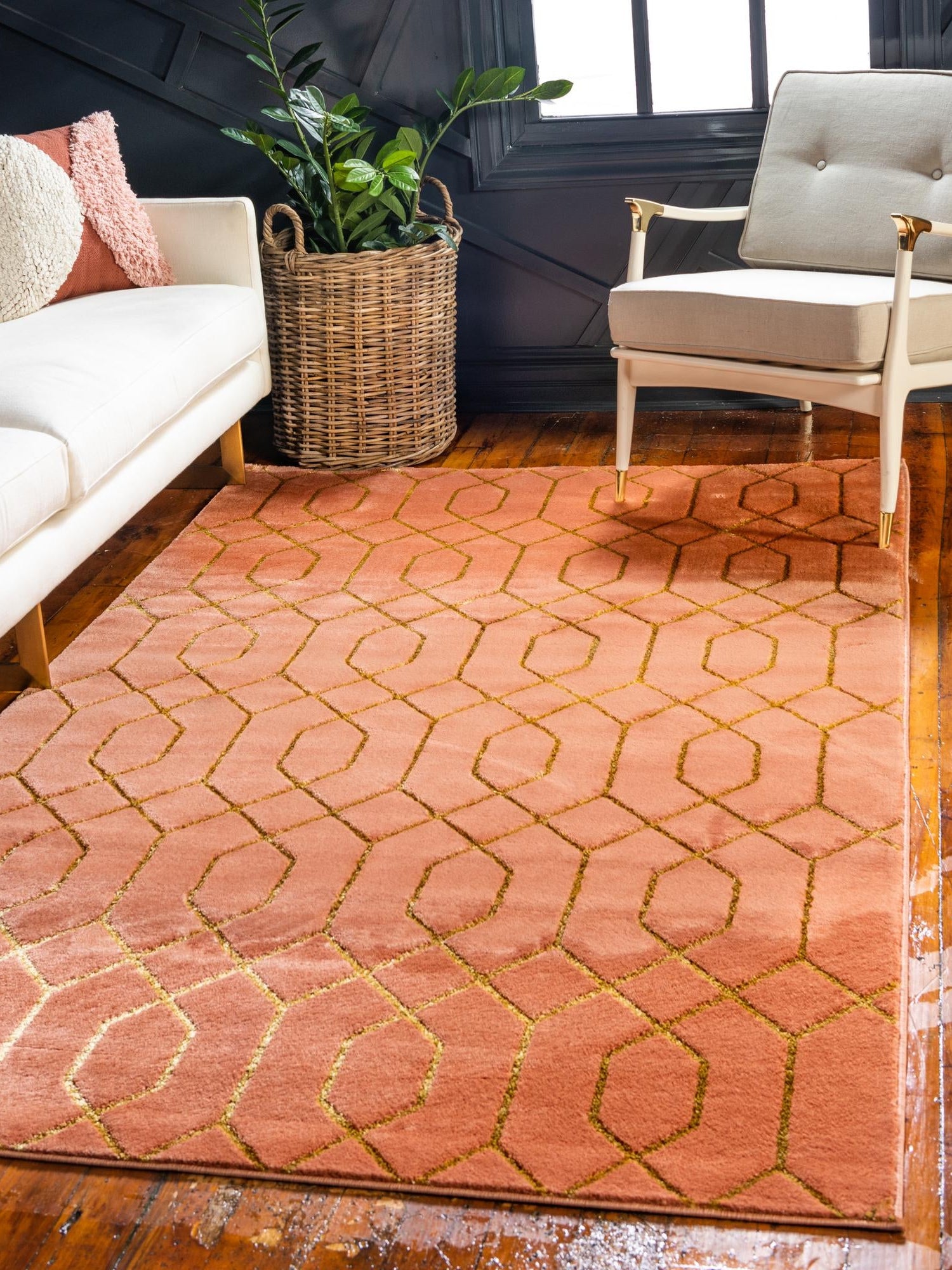 Coral Gold 1' 4 x 1' 4 Marilyn Monroe Glam Sample Area Rug 70% Polypropylene & 30% Polyester Vivid Geometric Modern Carpet for Interior Home Decor for Sale at Rug Engine