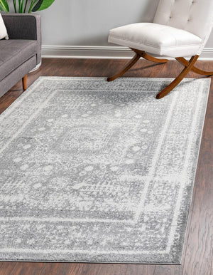 Gray 4' 1 x 6' 1 Rosso Rectangle Area Rug Vintage Distressed Faded Traditional Design Carpet for Unique Home Interior Design for Sale at Rug Engine