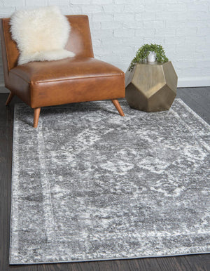 Gray 4' 1 x 6' 1 Rosso Rectangle Area Rug Vintage Distressed Faded Traditional Design Carpet for Unique Home Interior Design for Sale at Rug Engine