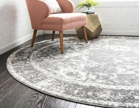 Gray 8' x 8' Rosso Round Area Rug Vintage Distressed Faded Traditional Design Carpet for Unique Home Interior Design for Sale at Rug Engine
