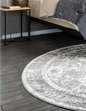 Gray 3' 3 x 3' 3 Rosso Round Area Rug Vintage Distressed Faded Traditional Design Carpet for Unique Home Interior Design for Sale at Rug Engine