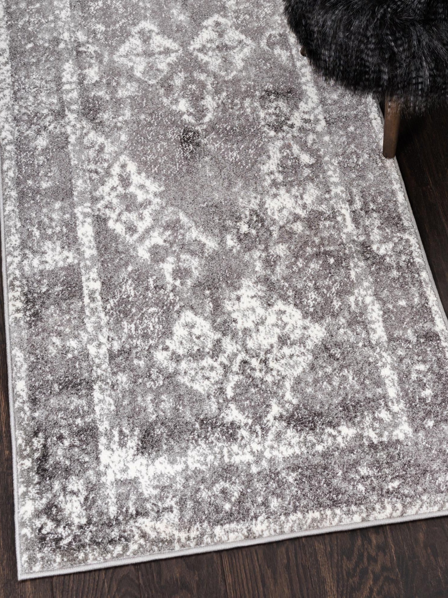 Gray 2' x 6' 1 Rosso Runner Area Rug Vintage Distressed Faded Traditional Design Carpet for Unique Home Interior Design for Sale at Rug Engine