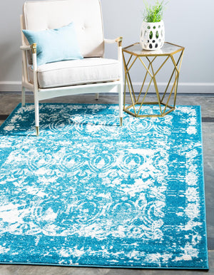 Blue 9' x 12' 2 Rosso Rectangle Area Rug Vintage Distressed Faded Traditional Design Carpet for Unique Home Interior Design for Sale at Rug Engine