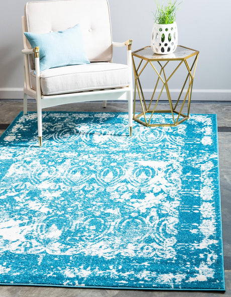 Blue 9' x 12' 2 Rosso Rectangle Area Rug Vintage Distressed Faded Traditional Design Carpet for Unique Home Interior Design for Sale at Rug Engine