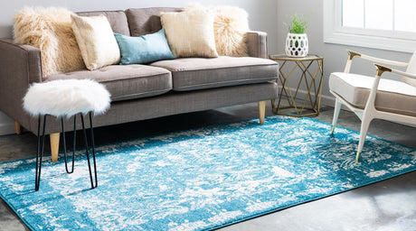 Blue 9' x 12' 2 Rosso Rectangle Area Rug Vintage Distressed Faded Traditional Design Carpet for Unique Home Interior Design for Sale at Rug Engine