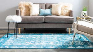 Blue 9' x 12' 2 Rosso Rectangle Area Rug Vintage Distressed Faded Traditional Design Carpet for Unique Home Interior Design for Sale at Rug Engine
