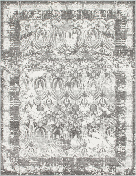 Gray 8' x 10' Rosso Rectangle Area Rug Vintage Distressed Faded Traditional Design Carpet for Unique Home Interior Design for Sale at Rug Engine