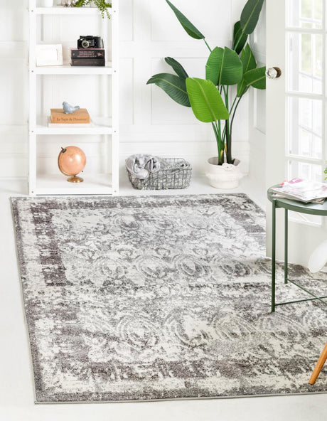 Gray 2' x 3' 1 Rosso Rectangle Area Rug Vintage Distressed Faded Traditional Design Carpet for Unique Home Interior Design for Sale at Rug Engine
