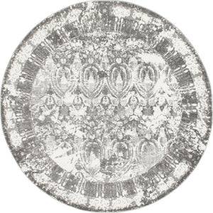 Gray 8' x 8' Rosso Round Area Rug Vintage Distressed Faded Traditional Design Carpet for Unique Home Interior Design for Sale at Rug Engine