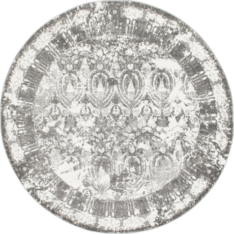 Gray 8' x 8' Rosso Round Area Rug Vintage Distressed Faded Traditional Design Carpet for Unique Home Interior Design for Sale at Rug Engine