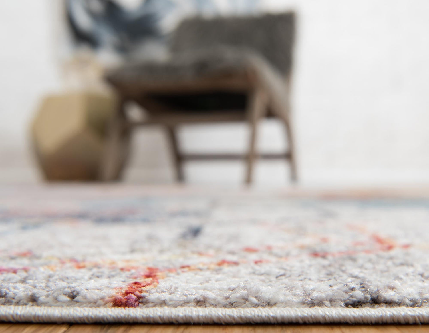 White 4' 1 x 6' 1 Rainbow Rectangle Area Rug Colorful Modern Unique Carpet for Living Rooms, Dining, Bedrooms, Office, Dorms for Sale at Rug Engine