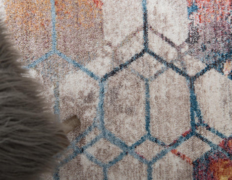 White 4' 1 x 6' 1 Rainbow Rectangle Area Rug Colorful Modern Unique Carpet for Living Rooms, Dining, Bedrooms, Office, Dorms for Sale at Rug Engine