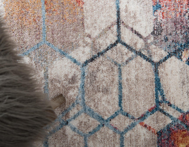 White 4' 1 x 6' 1 Rainbow Rectangle Area Rug Colorful Modern Unique Carpet for Living Rooms, Dining, Bedrooms, Office, Dorms for Sale at Rug Engine