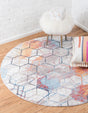 White 5' 3 x 5' 3 Rainbow Round Area Rug Colorful Modern Unique Carpet for Living Rooms, Dining, Bedrooms, Office, Dorms for Sale at Rug Engine