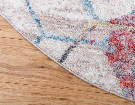 White 3' 3 x 3' 3 Rainbow Round Area Rug Colorful Modern Unique Carpet for Living Rooms, Dining, Bedrooms, Office, Dorms for Sale at Rug Engine
