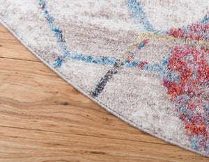 White 5' 3 x 5' 3 Rainbow Round Area Rug Colorful Modern Unique Carpet for Living Rooms, Dining, Bedrooms, Office, Dorms for Sale at Rug Engine