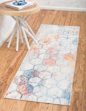 White 2' x 6' 1 Rainbow Runner Area Rug Colorful Modern Unique Carpet for Living Rooms, Dining, Bedrooms, Office, Dorms for Sale at Rug Engine