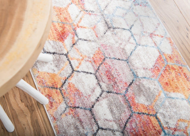 White 2' 7 x 13' 1 Rainbow Runner Area Rug Colorful Modern Unique Carpet for Living Rooms, Dining, Bedrooms, Office, Dorms for Sale at Rug Engine