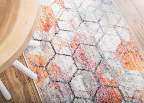 White 2' x 6' 1 Rainbow Runner Area Rug Colorful Modern Unique Carpet for Living Rooms, Dining, Bedrooms, Office, Dorms for Sale at Rug Engine