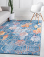 Blue 7' 1 x 10' Rainbow Rectangle Area Rug Colorful Modern Unique Carpet for Living Rooms, Dining, Bedrooms, Office, Dorms for Sale at Rug Engine
