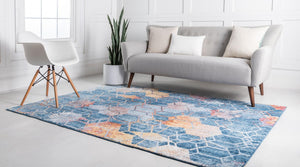 Blue 2' 2 x 3' 1 Rainbow Rectangle Area Rug Colorful Modern Unique Carpet for Living Rooms, Dining, Bedrooms, Office, Dorms for Sale at Rug Engine
