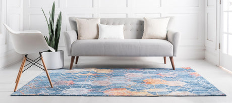 Blue 2' 2 x 3' 1 Rainbow Rectangle Area Rug Colorful Modern Unique Carpet for Living Rooms, Dining, Bedrooms, Office, Dorms for Sale at Rug Engine