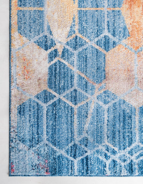 Blue 2' 2 x 3' 1 Rainbow Rectangle Area Rug Colorful Modern Unique Carpet for Living Rooms, Dining, Bedrooms, Office, Dorms for Sale at Rug Engine