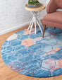 Blue 3' 3 x 3' 3 Rainbow Round Area Rug Colorful Modern Unique Carpet for Living Rooms, Dining, Bedrooms, Office, Dorms for Sale at Rug Engine
