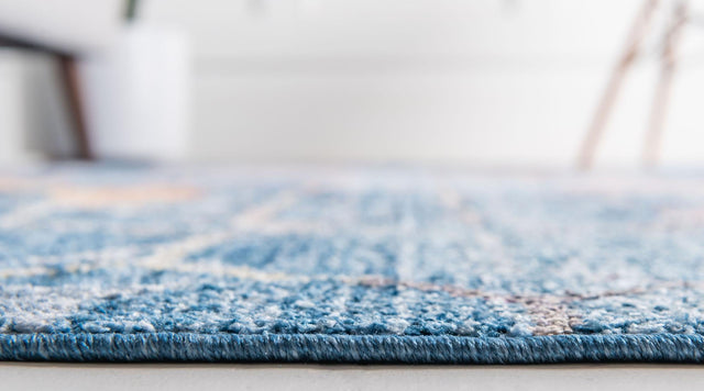 Blue 3' 3 x 3' 3 Rainbow Round Area Rug Colorful Modern Unique Carpet for Living Rooms, Dining, Bedrooms, Office, Dorms for Sale at Rug Engine