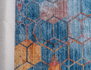Blue 3' 3 x 3' 3 Rainbow Round Area Rug Colorful Modern Unique Carpet for Living Rooms, Dining, Bedrooms, Office, Dorms for Sale at Rug Engine