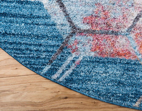 Blue 6' 1 x 6' 1 Rainbow Round Area Rug Colorful Modern Unique Carpet for Living Rooms, Dining, Bedrooms, Office, Dorms for Sale at Rug Engine