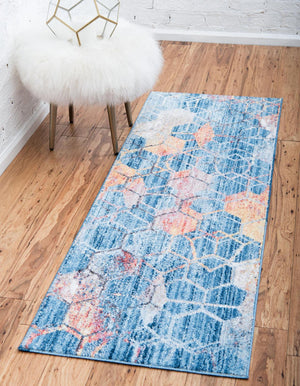 Blue 2' x 6' 1 Rainbow Runner Area Rug Colorful Modern Unique Carpet for Living Rooms, Dining, Bedrooms, Office, Dorms for Sale at Rug Engine