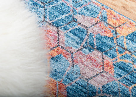 Blue 2' x 6' 1 Rainbow Runner Area Rug Colorful Modern Unique Carpet for Living Rooms, Dining, Bedrooms, Office, Dorms for Sale at Rug Engine