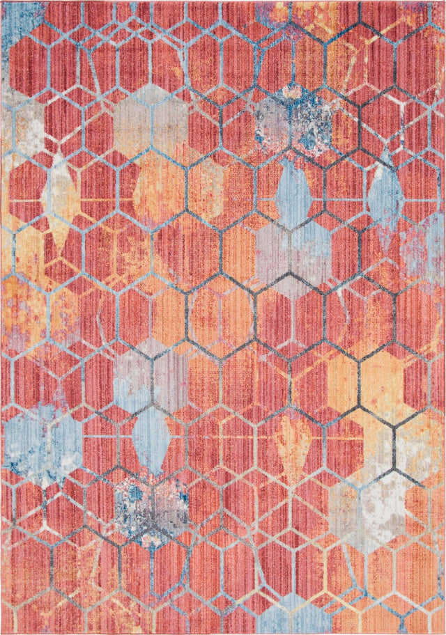 Red 7' 1 x 10' Rainbow Rectangle Area Rug Colorful Modern Unique Carpet for Living Rooms, Dining, Bedrooms, Office, Dorms for Sale at Rug Engine