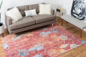 Red 10' x 13' 1 Rainbow Rectangle Area Rug Colorful Modern Unique Carpet for Living Rooms, Dining, Bedrooms, Office, Dorms for Sale at Rug Engine