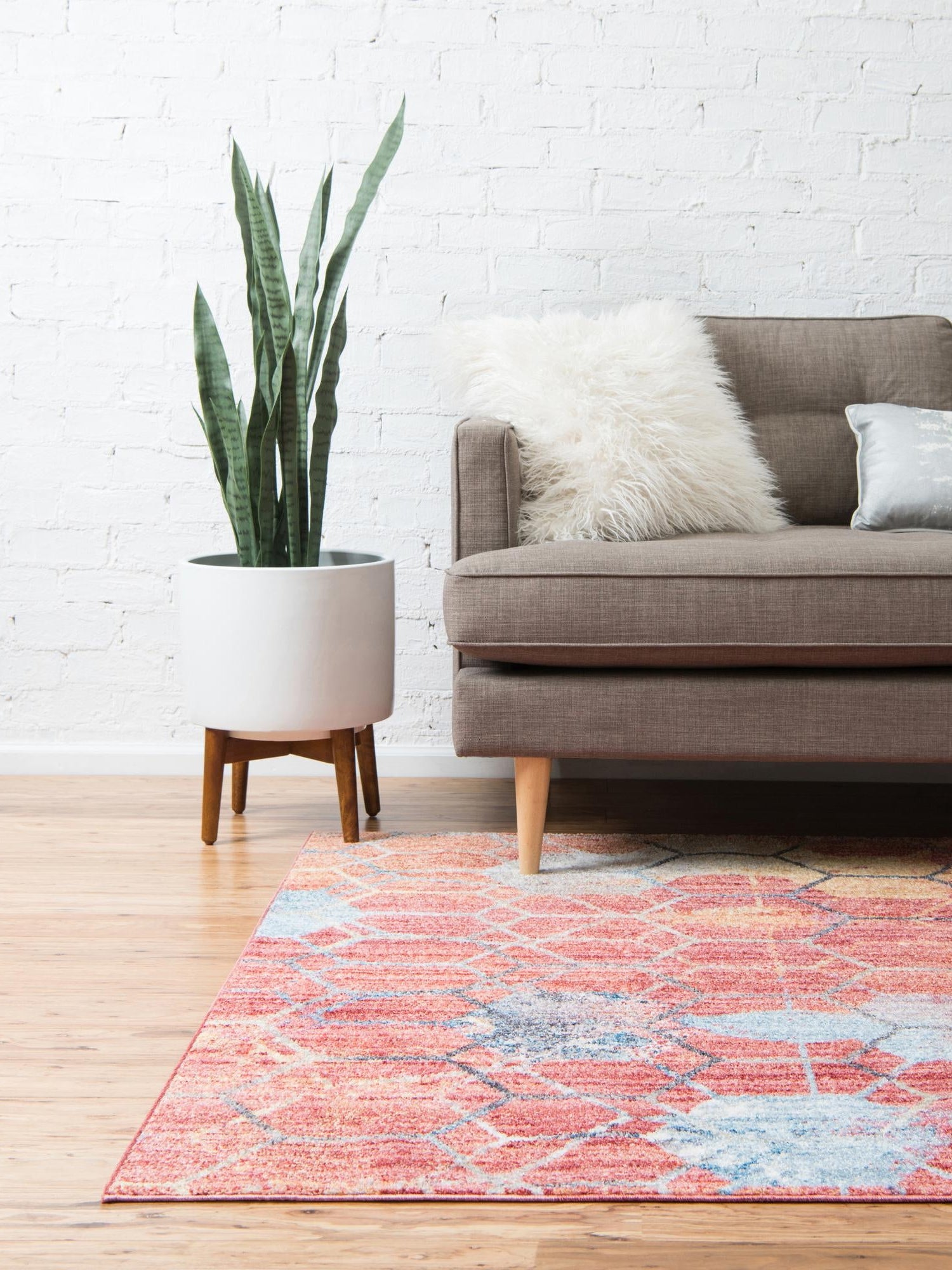Red 8' x 11' Rainbow Rectangle Area Rug Colorful Modern Unique Carpet for Living Rooms, Dining, Bedrooms, Office, Dorms for Sale at Rug Engine