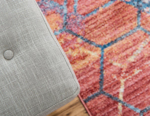 Red 7' 1 x 10' Rainbow Rectangle Area Rug Colorful Modern Unique Carpet for Living Rooms, Dining, Bedrooms, Office, Dorms for Sale at Rug Engine
