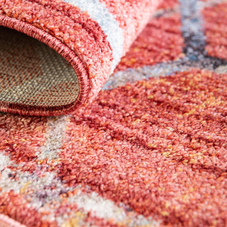 Red 8' x 8' Rainbow Square Area Rug Colorful Modern Unique Carpet for Living Rooms, Dining, Bedrooms, Office, Dorms for Sale at Rug Engine