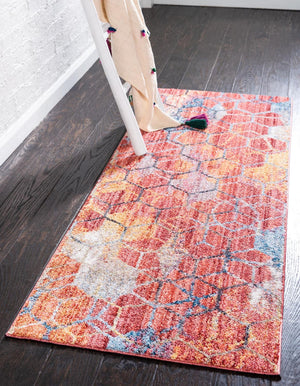 Red 2' x 6' 1 Rainbow Runner Area Rug Colorful Modern Unique Carpet for Living Rooms, Dining, Bedrooms, Office, Dorms for Sale at Rug Engine