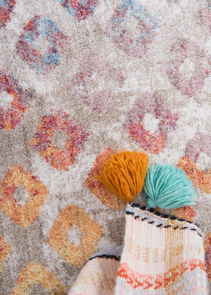Multicolor 3' 3 x 3' 3 Rainbow Round Area Rug Colorful Modern Unique Carpet for Living Rooms, Dining, Bedrooms, Office, Dorms for Sale at Rug Engine